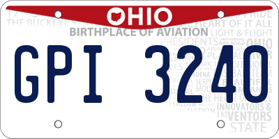 OH license plate GPI3240