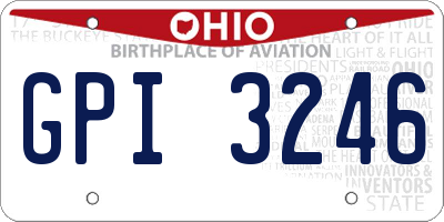OH license plate GPI3246