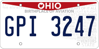 OH license plate GPI3247