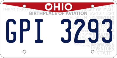 OH license plate GPI3293