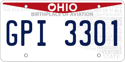OH license plate GPI3301