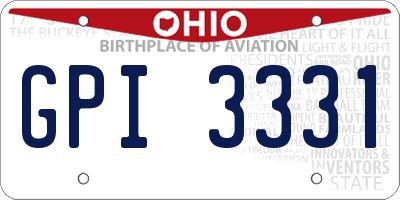 OH license plate GPI3331