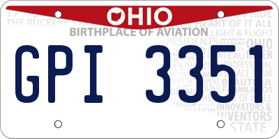 OH license plate GPI3351