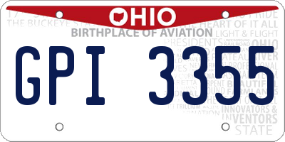 OH license plate GPI3355
