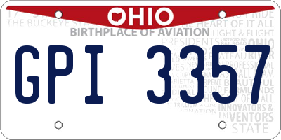OH license plate GPI3357