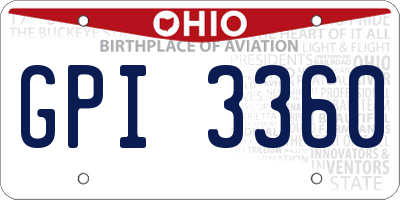 OH license plate GPI3360