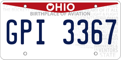 OH license plate GPI3367