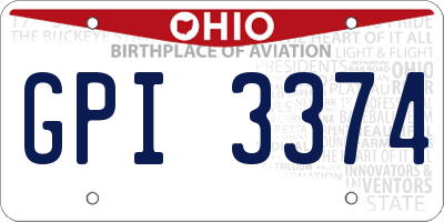 OH license plate GPI3374