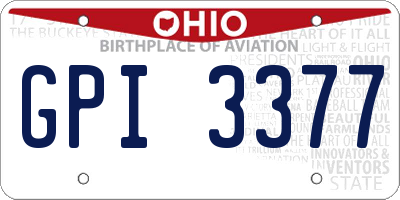 OH license plate GPI3377