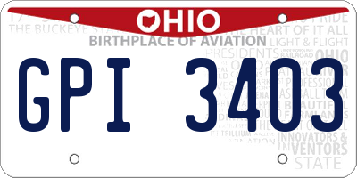 OH license plate GPI3403