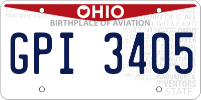 OH license plate GPI3405
