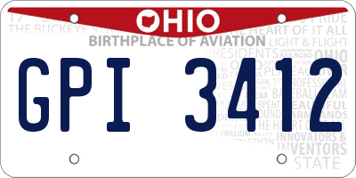 OH license plate GPI3412
