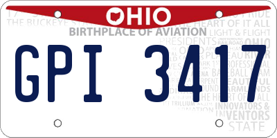 OH license plate GPI3417