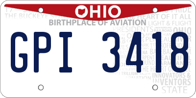 OH license plate GPI3418