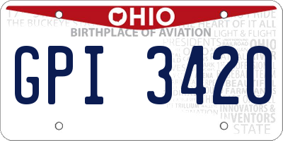 OH license plate GPI3420