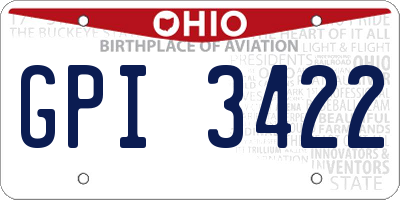 OH license plate GPI3422