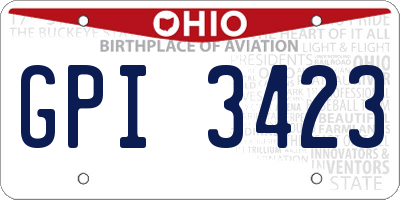 OH license plate GPI3423
