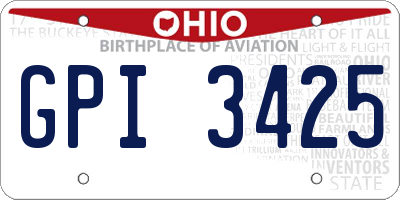 OH license plate GPI3425