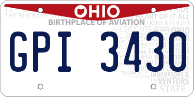 OH license plate GPI3430