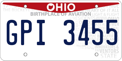 OH license plate GPI3455