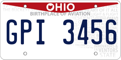 OH license plate GPI3456