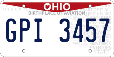 OH license plate GPI3457