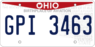 OH license plate GPI3463