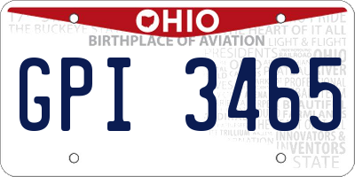OH license plate GPI3465