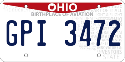 OH license plate GPI3472