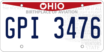 OH license plate GPI3476