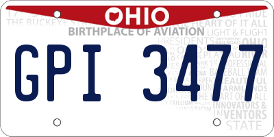 OH license plate GPI3477