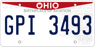 OH license plate GPI3493