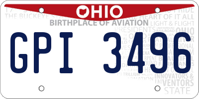 OH license plate GPI3496