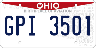 OH license plate GPI3501
