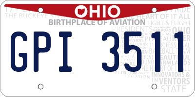 OH license plate GPI3511