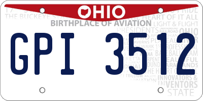OH license plate GPI3512