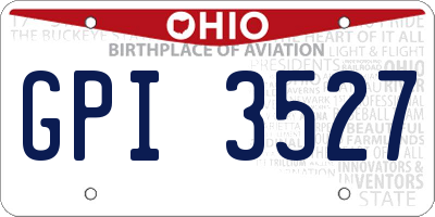 OH license plate GPI3527