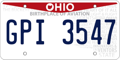 OH license plate GPI3547