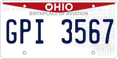 OH license plate GPI3567
