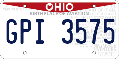 OH license plate GPI3575