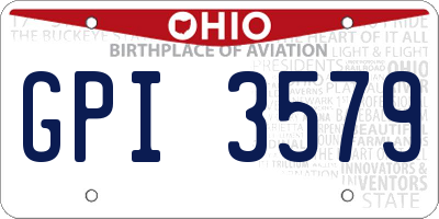 OH license plate GPI3579