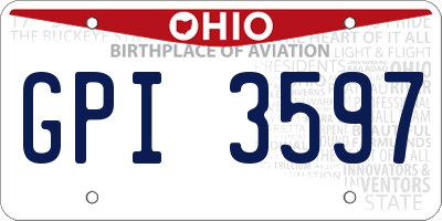 OH license plate GPI3597