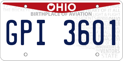 OH license plate GPI3601