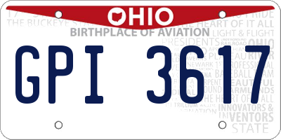OH license plate GPI3617