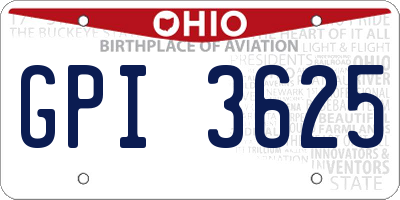 OH license plate GPI3625