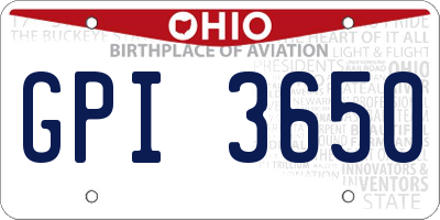 OH license plate GPI3650