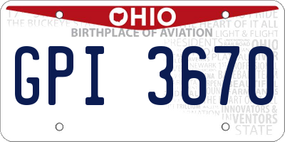 OH license plate GPI3670