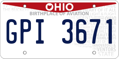 OH license plate GPI3671