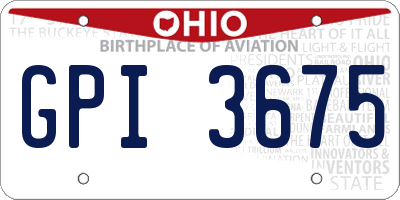 OH license plate GPI3675