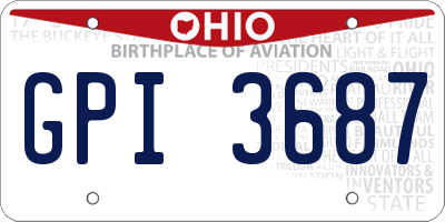 OH license plate GPI3687
